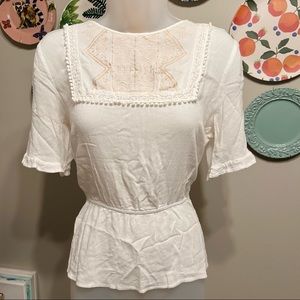 Cream Peplum Blouse